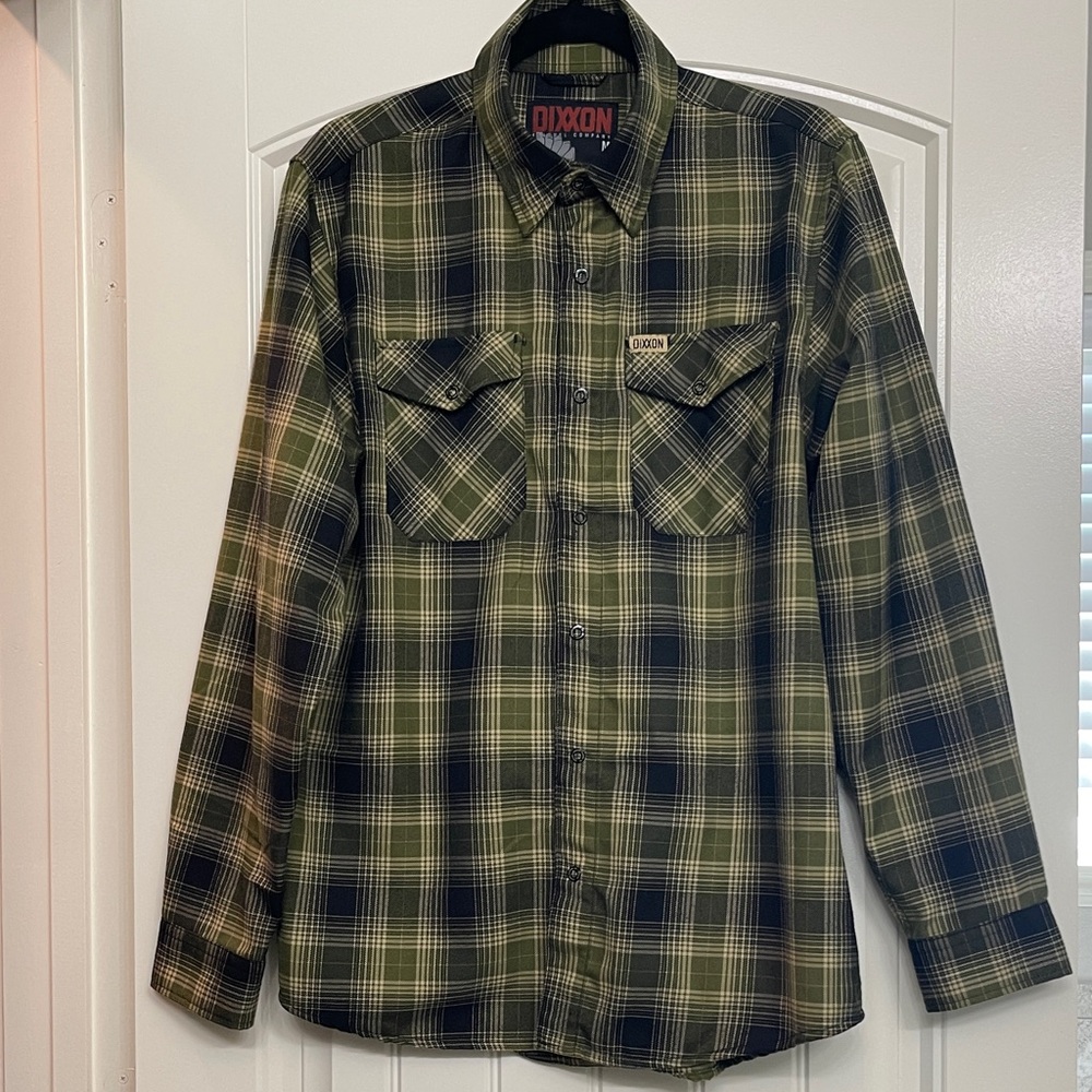 DIXXON Olive and Black Plaid Long-Sleeve Button-Down Shirt